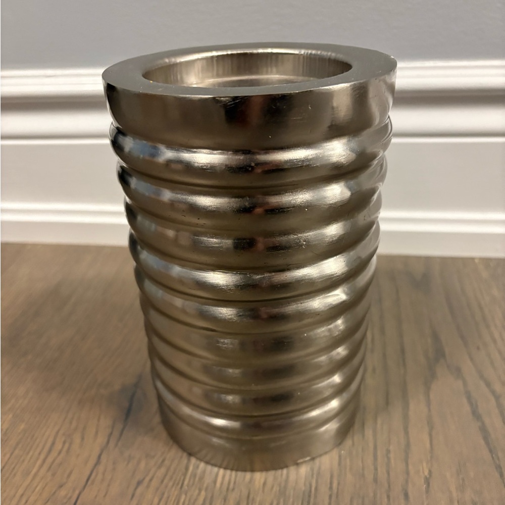 Urban Barn med sized silver ridge candle holder ret $89